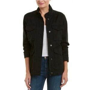 Vince • Military Jacket black denim utility pocket cargo zip front boxy